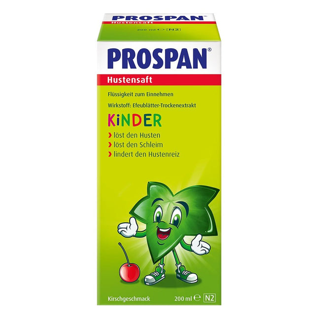Prospan children's cough syrup packaging on a white background