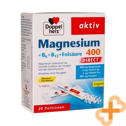 Doppelherz Magnesium 400 + B6 + B12 + Folic Acid Direct, 20 Sachets