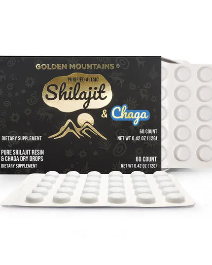 Siberian Green Shilajit Dry Drops combine purified Altai shilajit with Chaga mushroom and birch extract to provide a natural source of minerals, fulvic acids, and antioxidant compounds. Sourced from the pristine Altai Mountains of Siberia, this unique formula is designed to support energy, vitality, cognitive performance, and overall wellness.