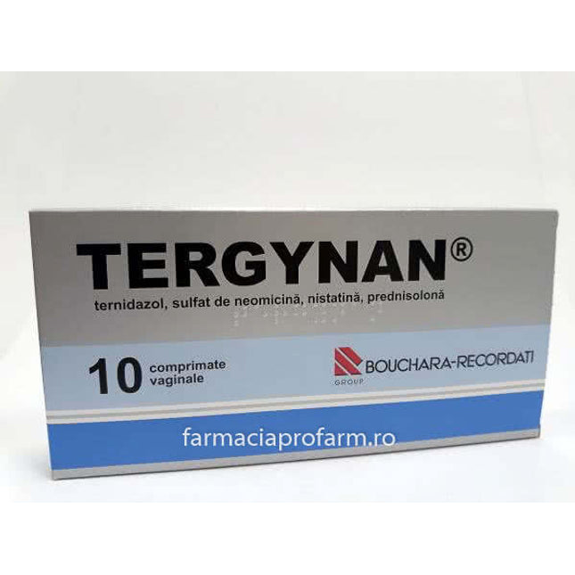 Box of Tergynan with Bouchara-Recordati branding on a white background
