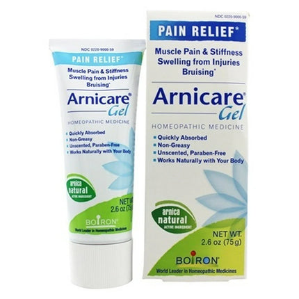 Arnicare Gel tube and packaging on a white background