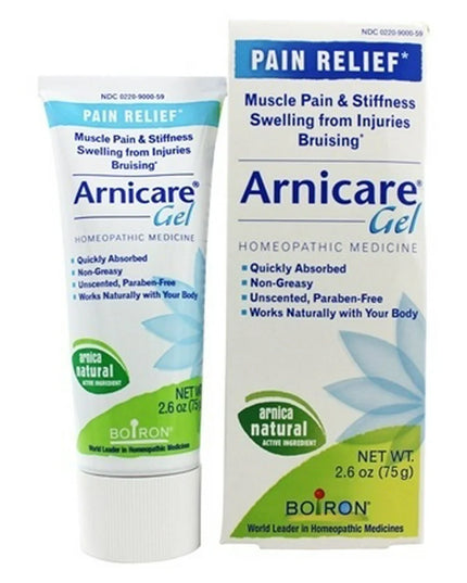 Arnicare Gel tube and packaging on a white background