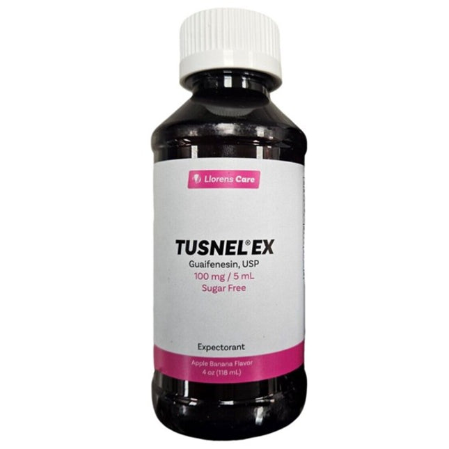 tusnel ex, tusnel ex syrup, guaifenesin, expectorant, chest congestion relief, mucus relief, productive cough, sugar free cough syrup, apple banana flavor, cold and cough relief, respiratory health, llorens care, туснел экс, сироп от кашля, гуайфенезин, отхаркивающее средство, заложенность в груди, мокрота, продуктивный кашель, сироп без сахара, яблочно банановый вкус, простуда и кашель, здоровье дыхательных путей, tusnel ex, jarabe expectorante, guaifenesina, expectorante, alivio de la congestión del pecho