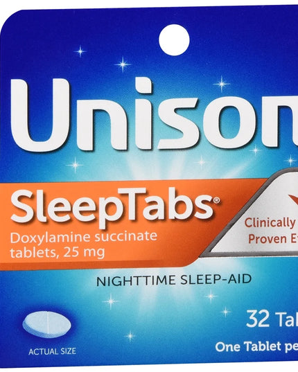 Unisom SleepTabs Sleep-Aid Tablets (Doxylamine Succinate 25 mg) for Occasional Sleeplessness – 32 Tablets