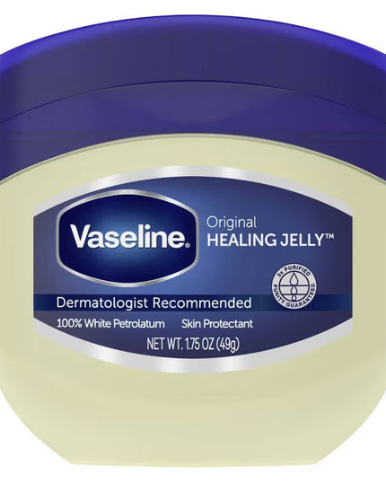 Vaseline Original Healing Jelly jar on a white background