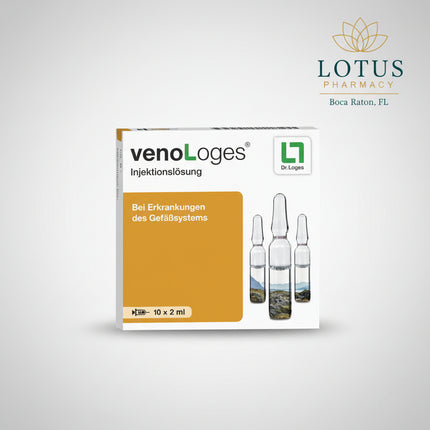 venoLoges® Injektionslösung is a German homeopathic injectable medicinal product from Dr. Loges + Co. GmbH. Its officially stated homeopathic indication is for complaints associated with varicose veins (Krampfaderleiden). The indication is derived from the homeopathic remedy profiles of its ingredients.

The formula combines five homeopathic ingredients traditionally associated with vascular and venous complaints: Aesculus hippocastanum, Arnica montana, Lachesis, Melilotus officinalis, and Silybum marianum.