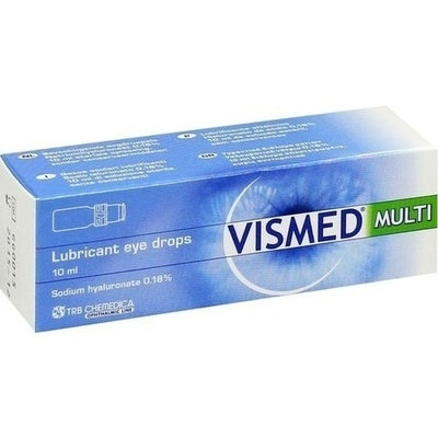 Vismed Multi lubricant eye drops packaging on a white background