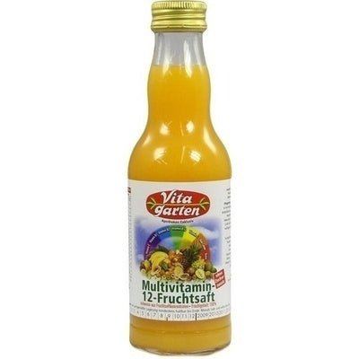 Bottle of Vita Garten multivitamin fruit juice on a white background