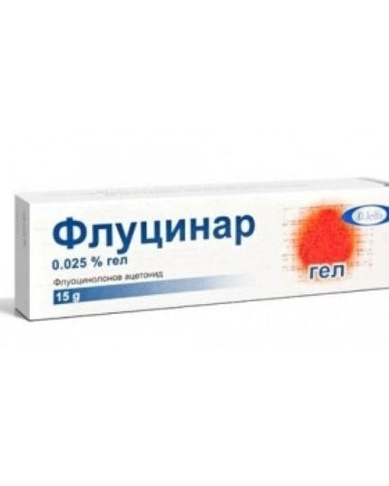 Flucinar gel packaging with Russian text on a white background