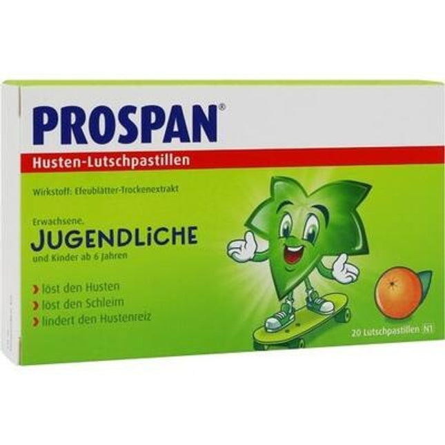 Prospan Cough Lozenges – Orange Flavor, 20 Count