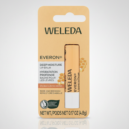 WELEDA Everon Lip Care Stick is one of the brand’s&nbsp;best-selling natural lip balms, formulated to protect dry, chapped, wind-exposed, and delicate lips with a rich blend of jojoba oil, shea butter, rose wax, and beeswax. It creates a light protective barrier against cold weather, dry air, and dehydration, while leaving lips smooth, soft, and comfortable.