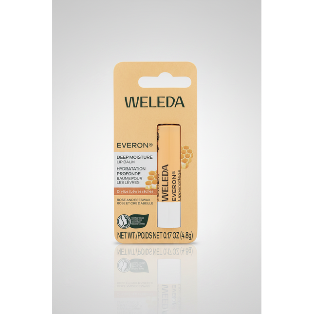 WELEDA Everon Lip Care Stick is one of the brand’s&nbsp;best-selling natural lip balms, formulated to protect dry, chapped, wind-exposed, and delicate lips with a rich blend of jojoba oil, shea butter, rose wax, and beeswax. It creates a light protective barrier against cold weather, dry air, and dehydration, while leaving lips smooth, soft, and comfortable.