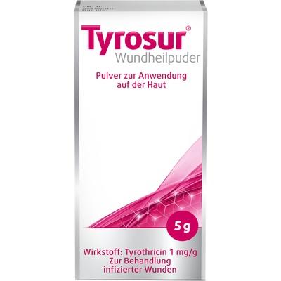 Tyrosur wound healing powder packaging on a white background